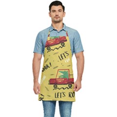 Childish-seamless-pattern-with-dino-driver Kitchen Apron by Vaneshart