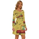 Childish-seamless-pattern-with-dino-driver Long Sleeve Wide Neck Velvet Dress View3