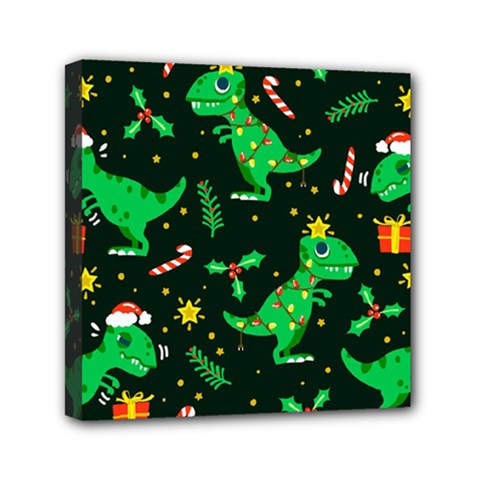 Christmas-funny-pattern Dinosaurs Mini Canvas 6  X 6  (stretched) by Vaneshart