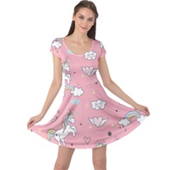 Cute-unicorn-seamless-pattern Cap Sleeve Dress by Vaneshart