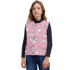 Cute-unicorn-seamless-pattern Kid s Short Button Up Puffer Vest	 by Vaneshart