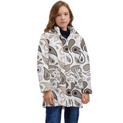 Paisley Pattern Background Graphic Kids  Hooded Longline Puffer Jacket by Vaneshop