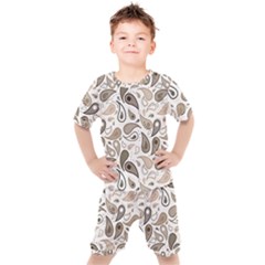 Paisley Pattern Background Graphic Kids  Tee And Shorts Set by Vaneshop