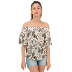 Paisley Pattern Background Graphic Off Shoulder Short Sleeve Top by Vaneshop