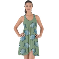 Fishes Pattern Background Theme Show Some Back Chiffon Dress by Vaneshop