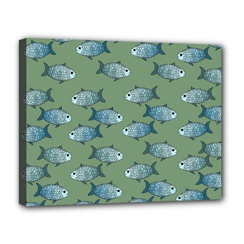 Fishes Pattern Background Theme Canvas 14  X 11  (stretched) by Vaneshop