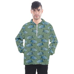 Fishes Pattern Background Theme Men s Half Zip Pullover by Vaneshop