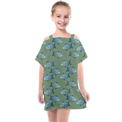 Fishes Pattern Background Theme Kids  One Piece Chiffon Dress by Vaneshop