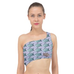 Fishes Pattern Background Theme Art Spliced Up Bikini Top  by Vaneshop