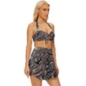 Zebra Abstract Background Vintage Style Bikini Top and Skirt Set  View3