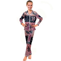 Floral Wall Art Kids  Satin Long Sleeve Pajamas Set by Vaneshop