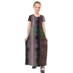 Leopard Animal Shawl Honeycomb Kids  Short Sleeve Maxi Dress by Vaneshop