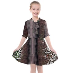 Leopard Animal Shawl Honeycomb Kids  All Frills Chiffon Dress by Vaneshop