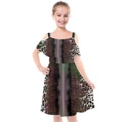 Leopard Animal Shawl Honeycomb Kids  Cut Out Shoulders Chiffon Dress by Vaneshop