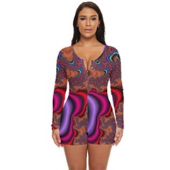 Colorful Piece Abstract Long Sleeve Boyleg Swimsuit by Vaneshop