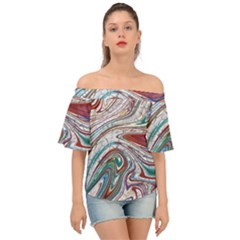 Abstract Background Ornamental Off Shoulder Short Sleeve Top by Vaneshop