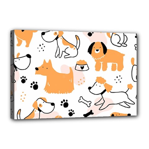 Seamless Pattern Of Cute Dog Puppy Cartoon Funny And Happy Canvas 18  X 12  (stretched) by Wav3s