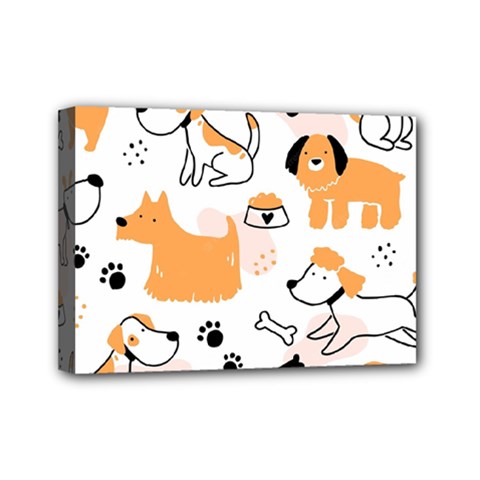 Seamless Pattern Of Cute Dog Puppy Cartoon Funny And Happy Mini Canvas 7  X 5  (stretched) by Wav3s