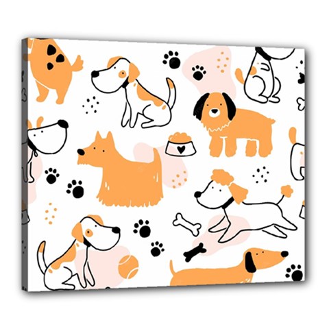 Seamless Pattern Of Cute Dog Puppy Cartoon Funny And Happy Canvas 24  X 20  (stretched) by Wav3s