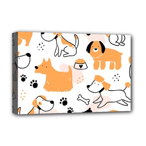 Seamless Pattern Of Cute Dog Puppy Cartoon Funny And Happy Deluxe Canvas 18  X 12  (stretched) by Wav3s