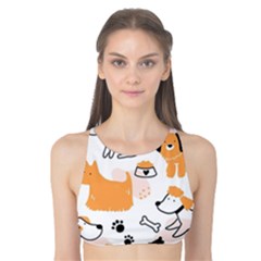 Seamless Pattern Of Cute Dog Puppy Cartoon Funny And Happy Tank Bikini Top by Wav3s