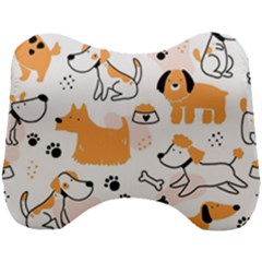 Seamless Pattern Of Cute Dog Puppy Cartoon Funny And Happy Head Support Cushion by Wav3s