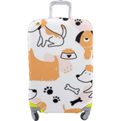 Seamless Pattern Of Cute Dog Puppy Cartoon Funny And Happy Luggage Cover (large) by Wav3s