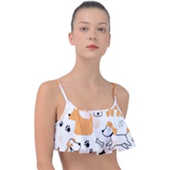 Seamless Pattern Of Cute Dog Puppy Cartoon Funny And Happy Frill Bikini Top by Wav3s