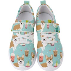 Welsh Corgi Boba Tea Bubble Cute Kawaii Dog Breed Men s Velcro Strap Shoes by Wav3s