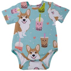 Welsh Corgi Boba Tea Bubble Cute Kawaii Dog Breed Baby Short Sleeve Bodysuit by Wav3s