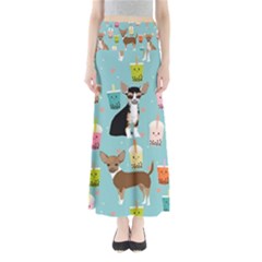 Chihuahua Bubble Kawaii Boba Tea Cute Dog Full Length Maxi Skirt by Wav3s