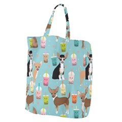 Chihuahua Bubble Kawaii Boba Tea Cute Dog Giant Grocery Tote by Wav3s