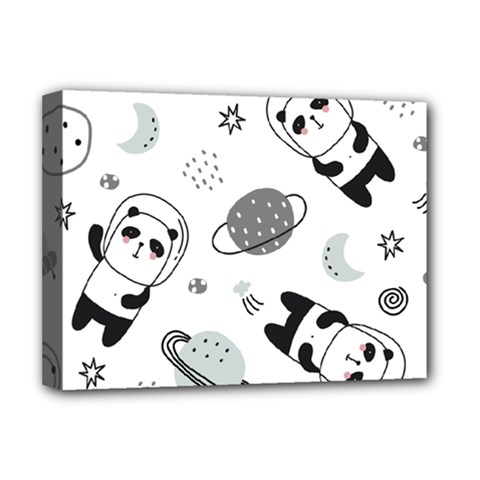 Panda Floating In Space And Star Deluxe Canvas 16  X 12  (stretched)  by Wav3s