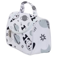 Panda Floating In Space And Star Satchel Handbag by Wav3s