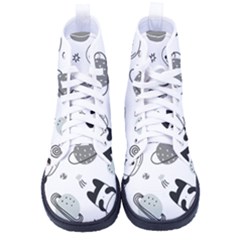 Panda Floating In Space And Star Men s High-top Canvas Sneakers by Wav3s