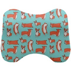 Corgis On Teal Head Support Cushion by Wav3s