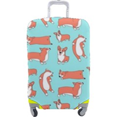 Corgis On Teal Luggage Cover (large) by Wav3s