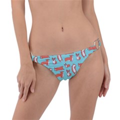 Corgis On Teal Ring Detail Bikini Bottoms by Wav3s