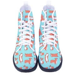 Corgis On Teal Women s High-top Canvas Sneakers by Wav3s