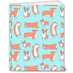 Corgis On Teal 8  X 10  Hardcover Notebook by Wav3s