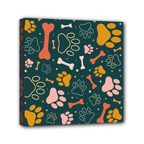 Dog Paw Colorful Fabrics Digitally Mini Canvas 6  X 6  (stretched) by Wav3s