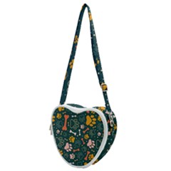 Dog Paw Colorful Fabrics Digitally Heart Shoulder Bag by Wav3s