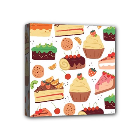 Seamless Pattern Hand Drawing Cartoon Dessert And Cake Mini Canvas 4  X 4  (stretched) by Wav3s