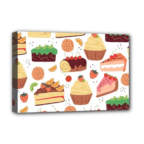 Seamless Pattern Hand Drawing Cartoon Dessert And Cake Deluxe Canvas 18  X 12  (stretched) by Wav3s