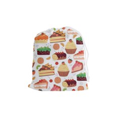 Seamless Pattern Hand Drawing Cartoon Dessert And Cake Drawstring Pouch (medium) by Wav3s