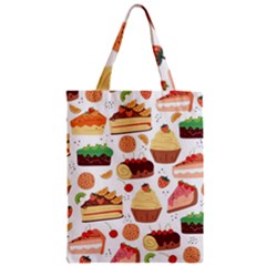 Seamless Pattern Hand Drawing Cartoon Dessert And Cake Zipper Classic Tote Bag by Wav3s