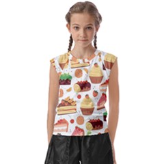 Seamless Pattern Hand Drawing Cartoon Dessert And Cake Kids  Raglan Cap Sleeve Tee by Wav3s