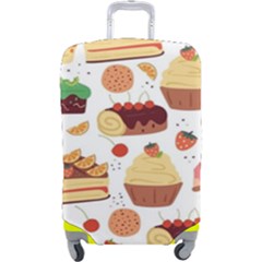 Seamless Pattern Hand Drawing Cartoon Dessert And Cake Luggage Cover (large) by Wav3s