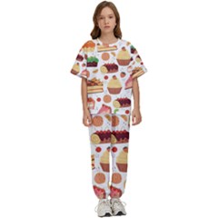 Seamless Pattern Hand Drawing Cartoon Dessert And Cake Kids  Tee And Pants Sports Set by Wav3s