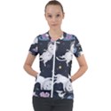 Space Cat Illustration Pattern Astronaut Short Sleeve Zip Up Jacket View1